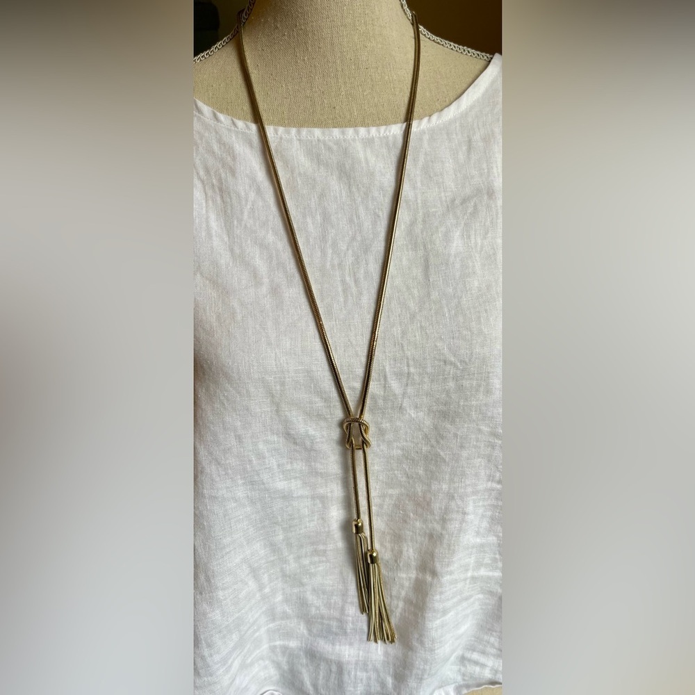 Vintage Lariat Necklace Gold & Silver Tone - Picture 2 of 5